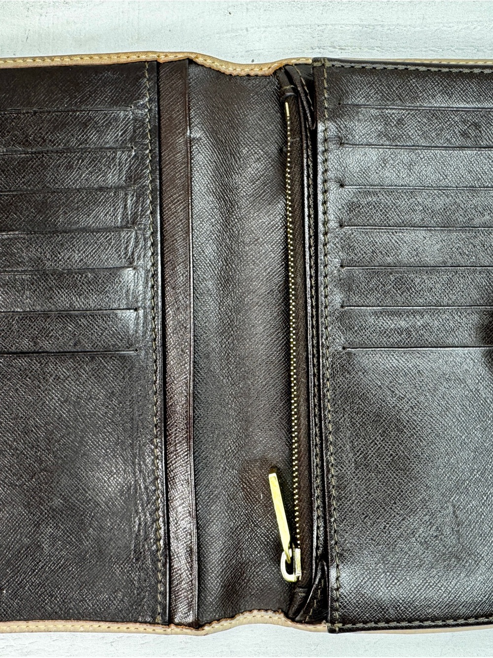 Vintage CELINE Macadam Monogram Long Wallet Brown PVC & Tan Leather - Picture 5 of 14